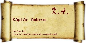 Káplár Ambrus névjegykártya